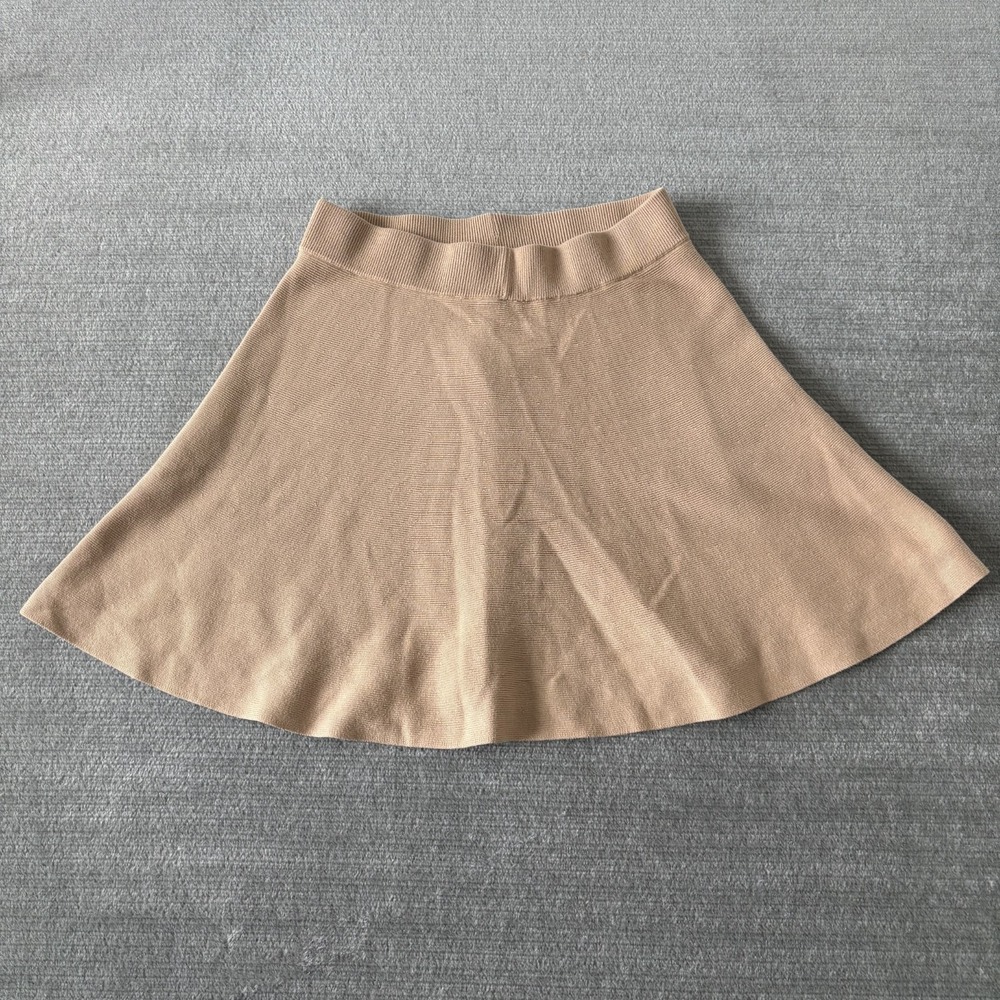Tuckernuck Sweater Knit Skirt Women M Beige A Line Cotton Pull On Stretch Office